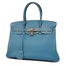 Sac à main Hermes Birkin 30 en Jean Bleu - Hermès