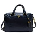 Sac à main en cuir bleu marine Prada