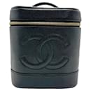 Bolsa de mão em couro caviar preto Chanel