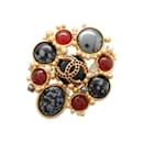 Chanel Brooch Coco Mark Color Stone