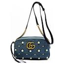 Bolsa de Ombro em Denim Gucci GG Marmont