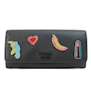 Prada Saffiano Pin Badge Long Wallet