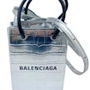 Borsa a spalla in pelle argentata Balenciaga