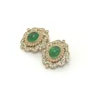 Christian Dior Vintage Gold and Green Clip Earrings