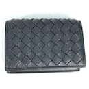 Bottega Veneta Black Leather Tri-Fold Wallet