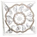 Hermes Carre90 White Cream Silk Scarf - Hermès