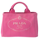 Borsa tote in tela rosa Canapa di Prada