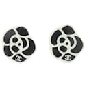 Chanel Black Camellia Clip Earrings