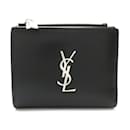 Carteira bi-fold em couro preto Saint Laurent