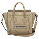 Sac à main Celine Luggage Nano en cuir beige - Céline