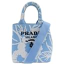 Prada Light Blue Canvas Tote Bag