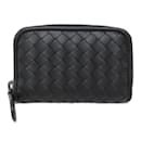 Porta-moedas de couro preto Bottega Veneta