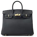 Sac à main Hermes Birkin 25 en cuir Togo noir - Hermès