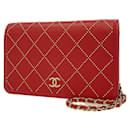 Portefeuille Chaîne Chanel en Cuir Rouge