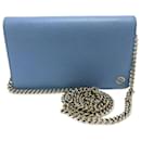 Cartera larga de cuero azul Gucci