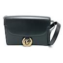 Gucci 589474 GG Marmont schwarze Leder Schultertasche