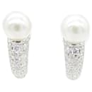 Mikimoto White Gold Pearl Diamond Stud Earrings