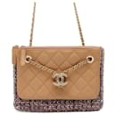 Chanel Chain Shoulder Bag Matelasse Tweed