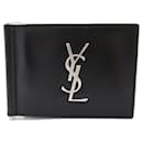 Carteira bi-fold em couro preto Saint Laurent