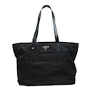 Sac fourre-tout en cuir Safiano noir en nylon Prada