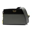 Prada Gray Leather Shoulder Bag