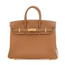 Sac à main Hermes Birkin 25 en cuir Togo doré - Hermès