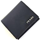 Prada Navy Saffiano Leder Münzgeldbörse