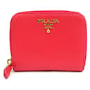 Porte-monnaie en cuir rouge Prada