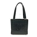 Sac fourre-tout en cuir noir Chanel CCCC Mark