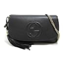 Gucci Black Leather Chain Shoulder Bag