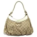 Borsa a spalla in pelle beige Gucci