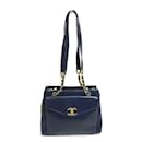 Chanel Navy Leder Schultertasche