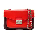 Bolso de hombro de cuero burdeos y rojo Fendi