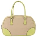 Prada Boston Leather Canvas Handbag Tote Bag