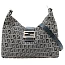 Fendi Zucchino FF Hardware Schultertasche aus Leder und Canvas