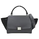 Celine Trapeze Handbag in Black Leather and Suede - Céline