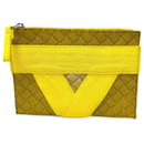 Bolso clutch de cuero amarillo Bottega Veneta