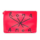 Bolsa clutch de couro vermelho Fendi