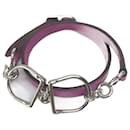 Hermes Purple Leather Double Bracelet - Hermès