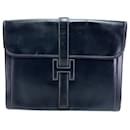 Hermes Navy Leather Clutch Bag - Hermès