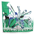 Hermes Carre90 Green Silk Scarf - Hermès