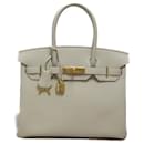 Sac à main Hermès Birkin 30 en cuir Togo blanc Craie