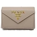 Portefeuille pliant beige Prada