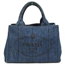 Bolso tote de denim azul Prada