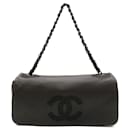 Bolsa de ombro em couro de cordeiro cinza Chanel