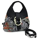 Bvlgari Handbag Chandra in Black Multicolor Satin - Bulgari