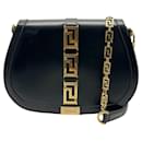 Bolso de hombro de cuero negro Versace