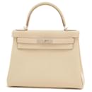 Hermes Kelly 28 Handbag in Ivory Togo Leather - Hermès