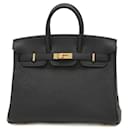 Sac à main Hermes Birkin 25 en cuir Togo noir - Hermès