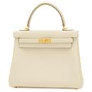 Hermes Kelly 25 Handbag in Ivory Togo Leather - Hermès